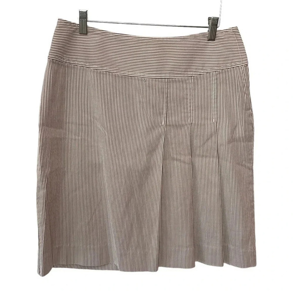 Eddie Bauer stretch tan + white pinstriped skirt & blazer suit Preppy Womens 8 - Picture 3 of 9